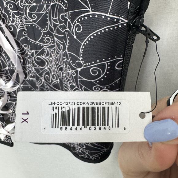 Adore Me Alex Corset Top Womens 1X Black Spiderweb Halloween Bustier Whimsigoth - Picture 6 of 16